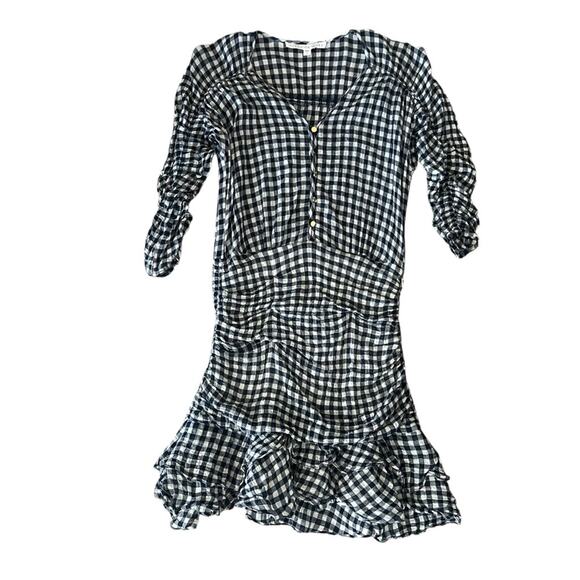 Veronica Beard Women’s Campbell 3/4 Sleeve Gingham Ruched Mini Dress Size 6 - Picture 2 of 11